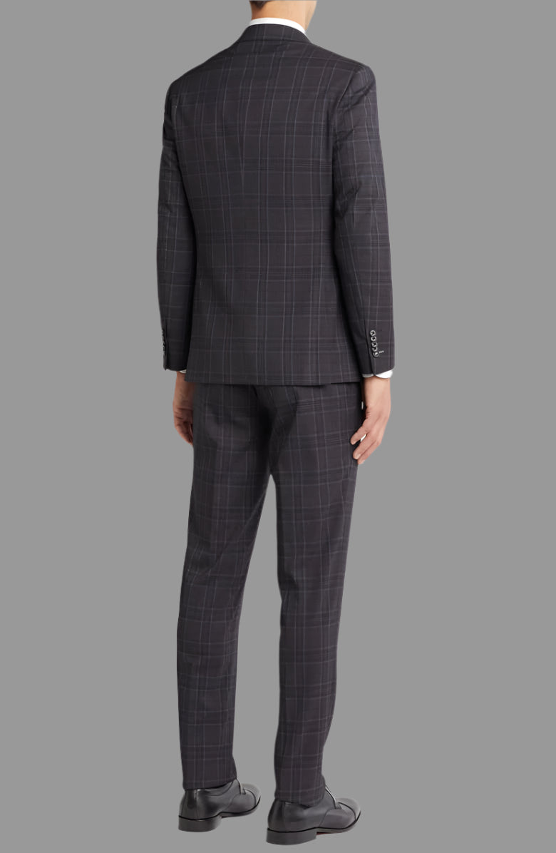 Plaid Trim Fit Notch Lapel Two-Piece Suit