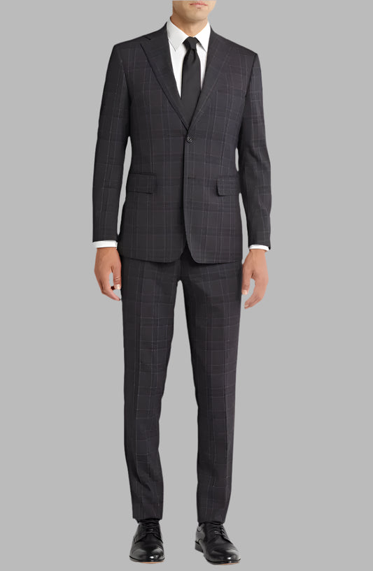 Plaid Trim Fit Notch Lapel Two-Piece Suit
